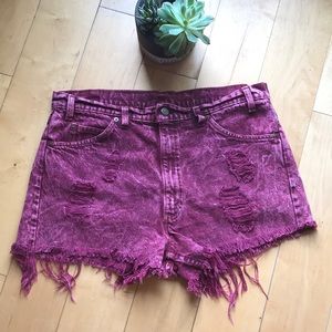 Acid Washed Maroon Levi Shorts